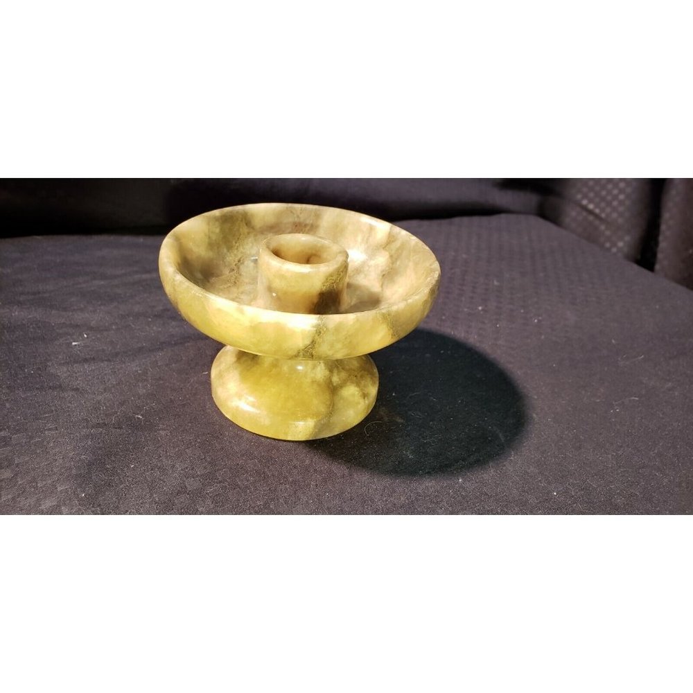 vintage white/cream/gray marble  candlestick holder for tapered/dinner candle